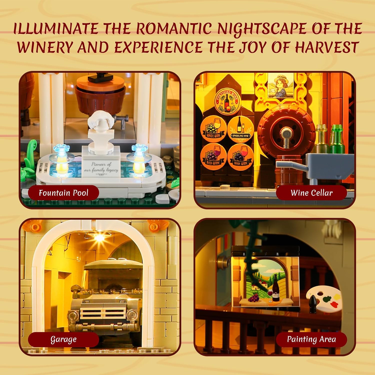 Thumbnail 3 de Lumibricks Weinbau-Anwesen Beleuchtungs Bausteine Set mit LED – 2.800 Teile (Farm-Series Modellbausatz)