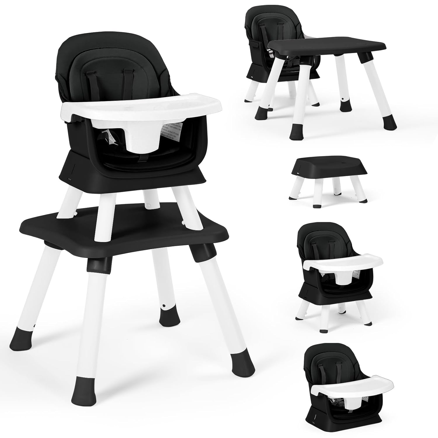 TODEFULL 8-in-1 Convertible Baby High Chair with Removable Tray and Booster Seat