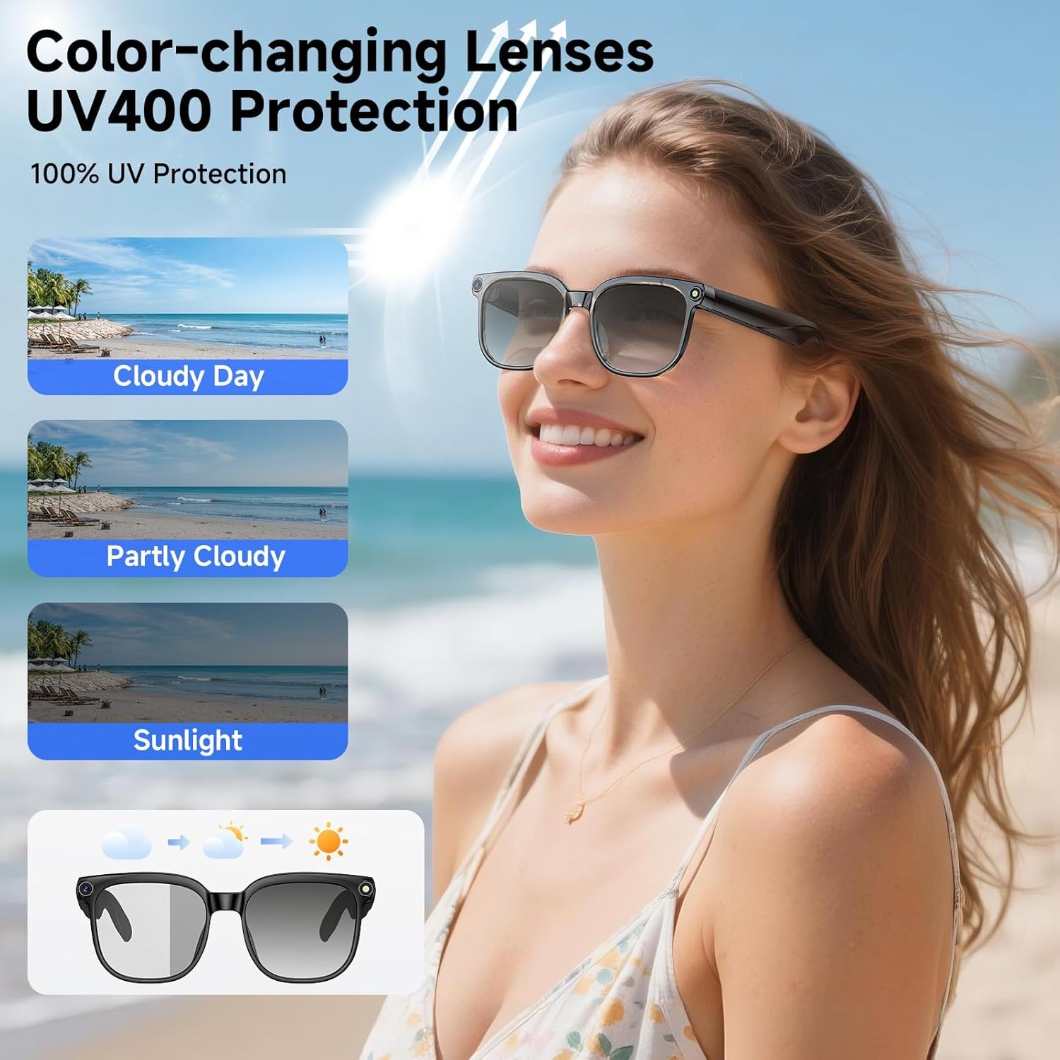 Thumbnail 3 de AI Smart Glasses with Camera: 4K Recording, Real-Time Translation and ChatGPT Assistant