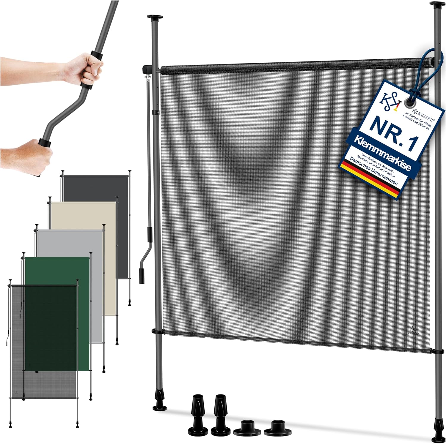 Detalle de KESSER Klemmmarkise 150x310 cm – Sichtschutz für Garten, Balkon & Terrasse