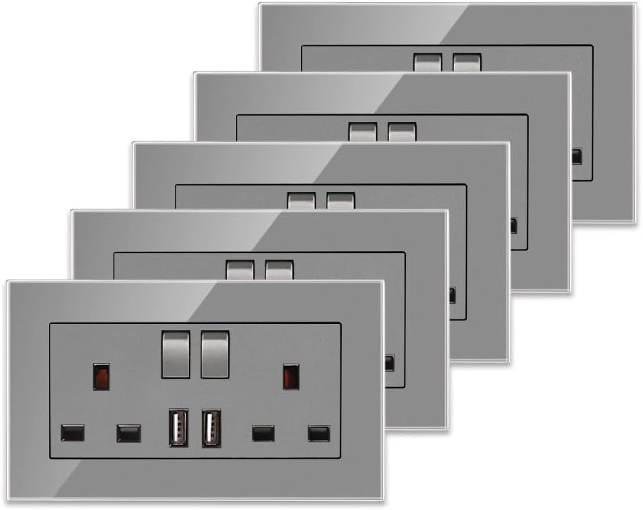 CNBINGO 13 Amp double socket with USB ports