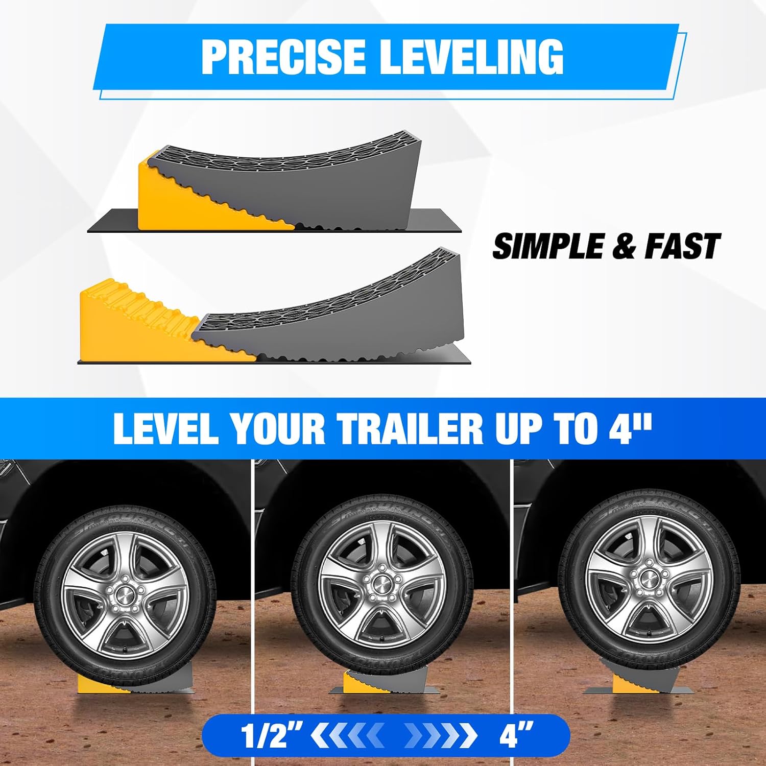 Detalle de Nilight RV Leveler (2-Pack) Camper Leveling Blocks & Ramp Support for Dual Axles, Up to 35,000 lbs