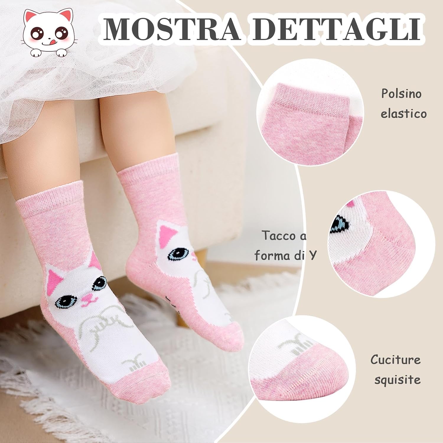 Detalle 2 de ZFSOCK Calzini Bambina 5 Paia