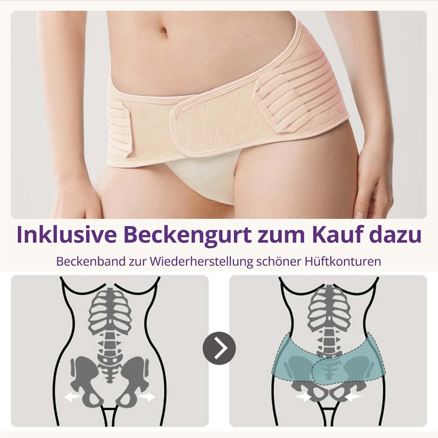 Thumbnail 6 de JOYNCLEON Fascia Post Partum con Cintura Pelvica – Supporto modellante, regolabile, per parto naturale e Cesareo (Beige, XXL)