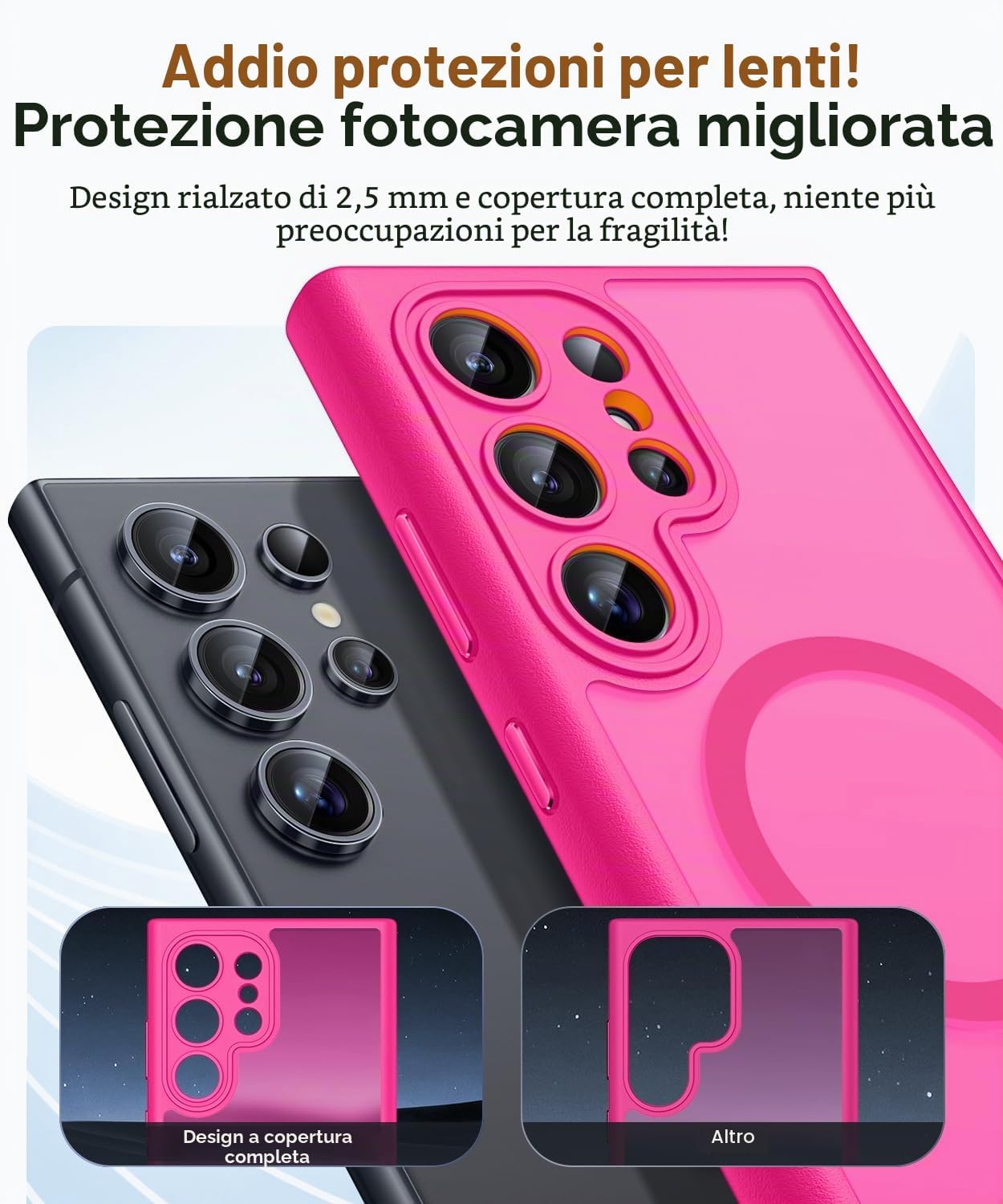 Detalle de CANSHN Magnetica Cover per Samsung Galaxy S24 Ultra (6.8 Pollici) – Protezione fotocamera a tutto schermo, trasparente opaca e antiurto