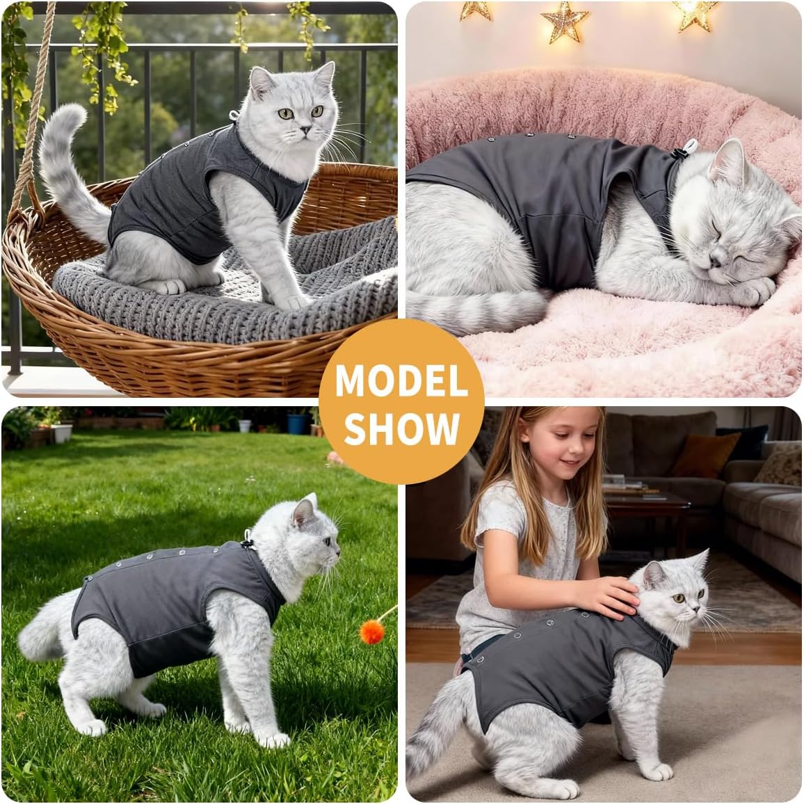 Detalle de Dotoner Katzenbody nach OP – Katzenbody mit Druckknöpfen, drei Größen