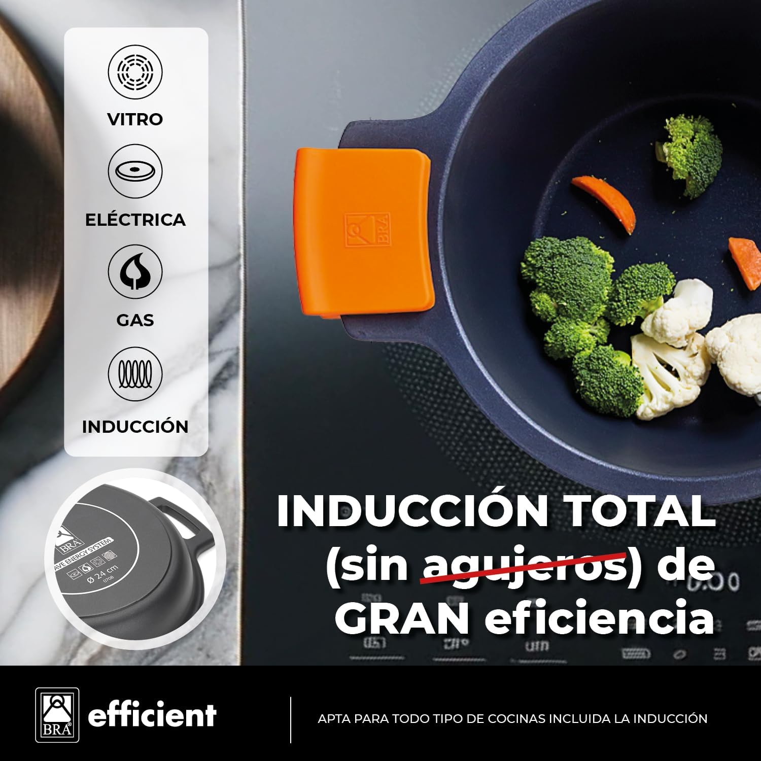 Detalle 2 de BRA Efficient Set de Cocina 3 Piezas, Aluminio Fundido