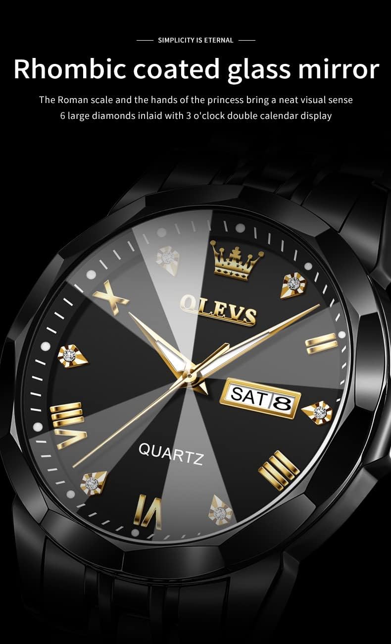 Detalle de OLEVS TJ-CA-G9931GH-HH Men's Analog Quartz Watch, Two-Tone Stainless Steel