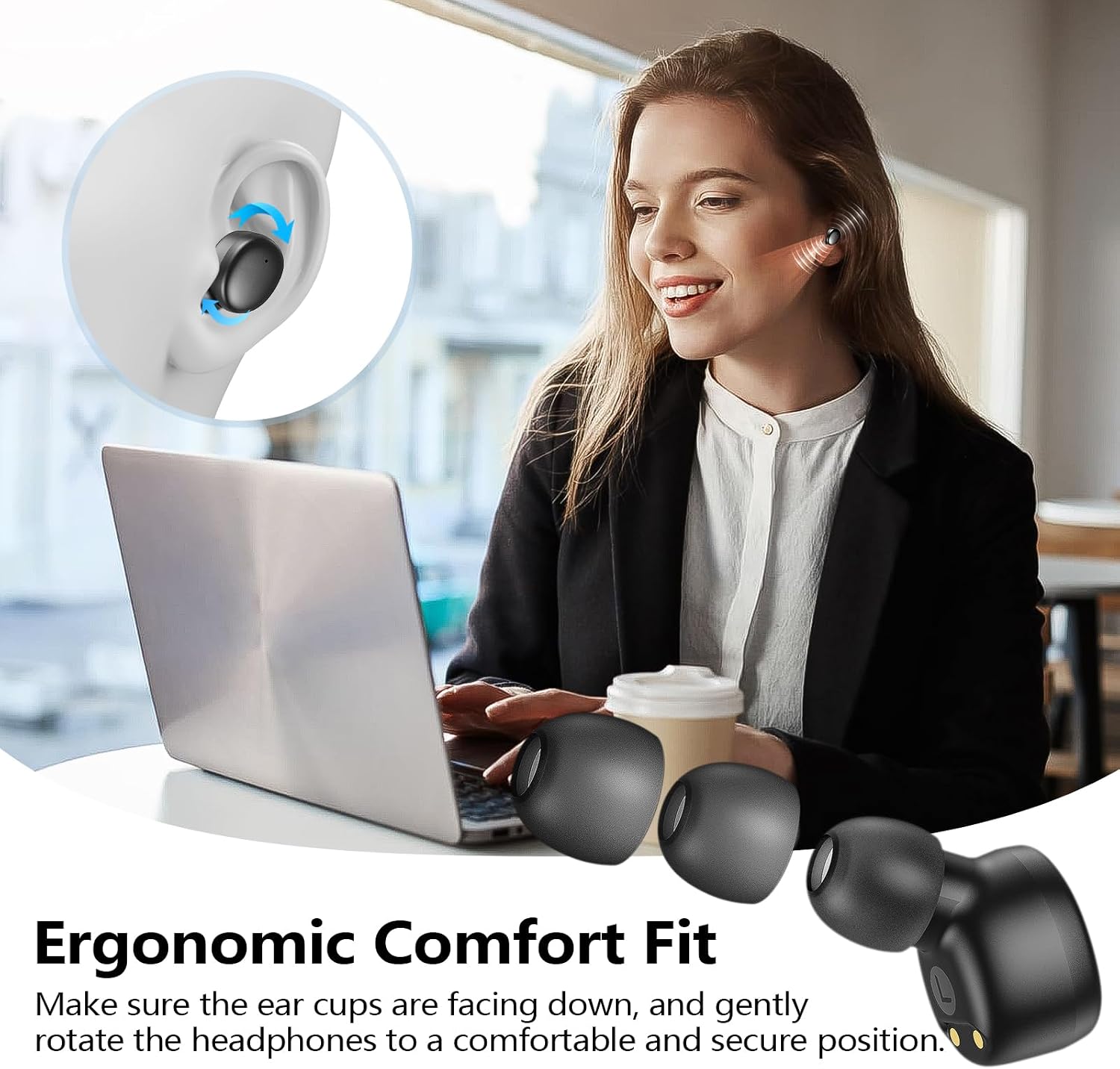 Detalle de Kurdene Wireless Earbuds Bluetooth 5.3 — Lightweight In-Ear Headphones