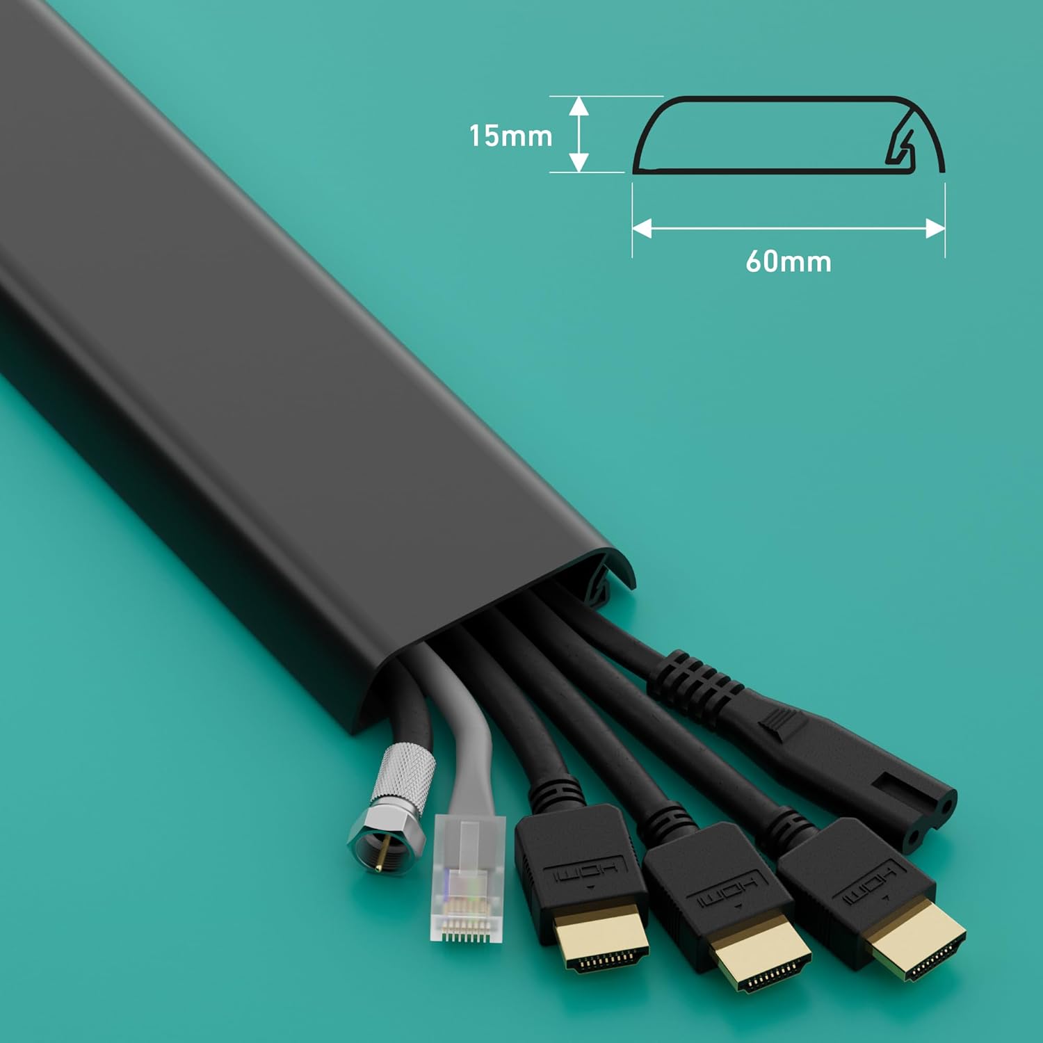 Thumbnail 2 de D-Line Copricavi TV autoadesivi 2 pezzi 60x15 mm, 40 cm Nero