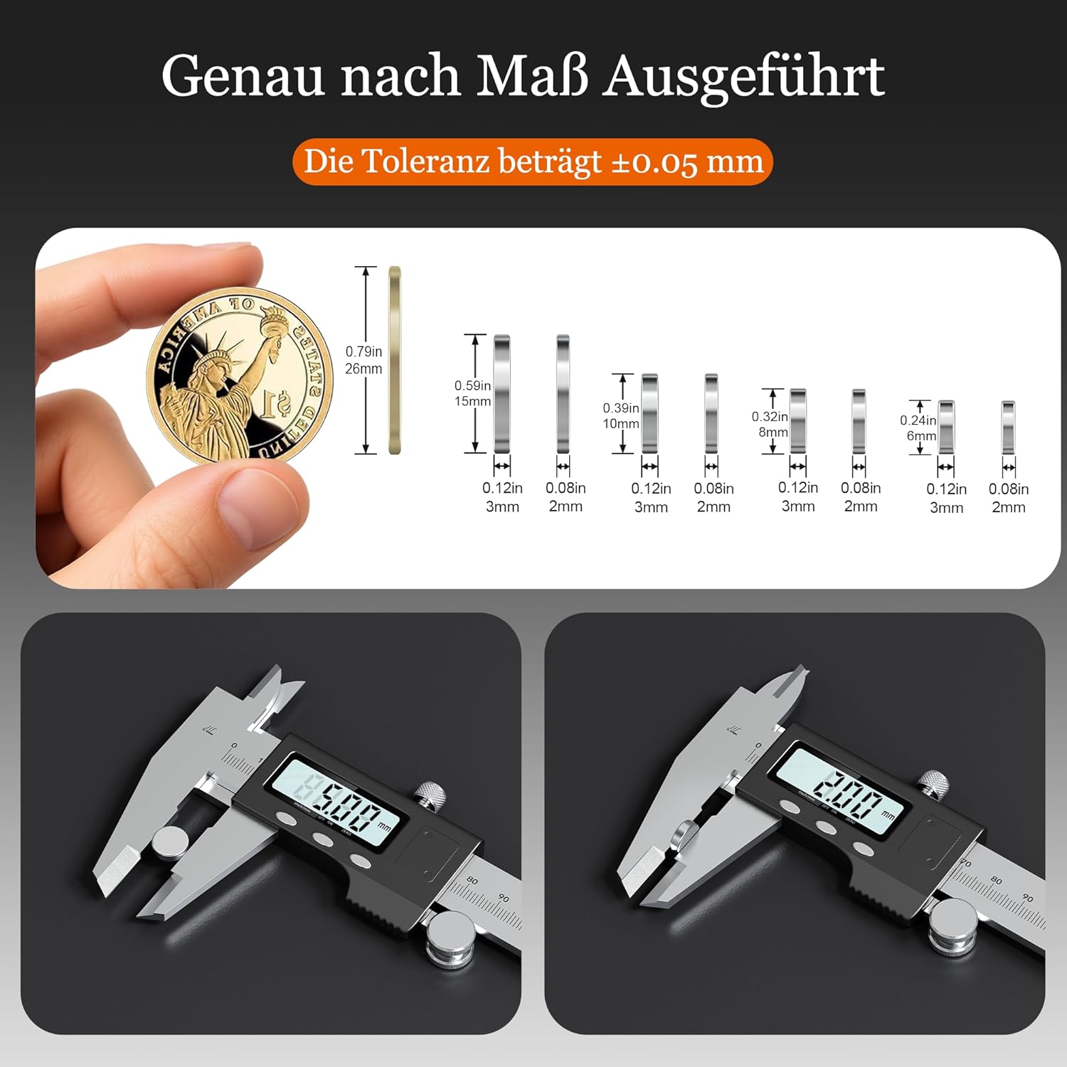 Detalle de 100 Stück Starkmagnete – 5x2 mm Neodym Mini-Magnete für Whiteboard, Kühlschrank & Bastelprojekte