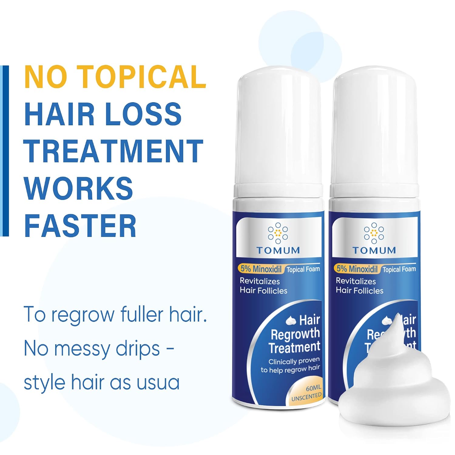 Detalle 2 de 5% Minoxidil Foam for Men and Women: Fast-Absorbing Hair Regrowth for Thinning Hair