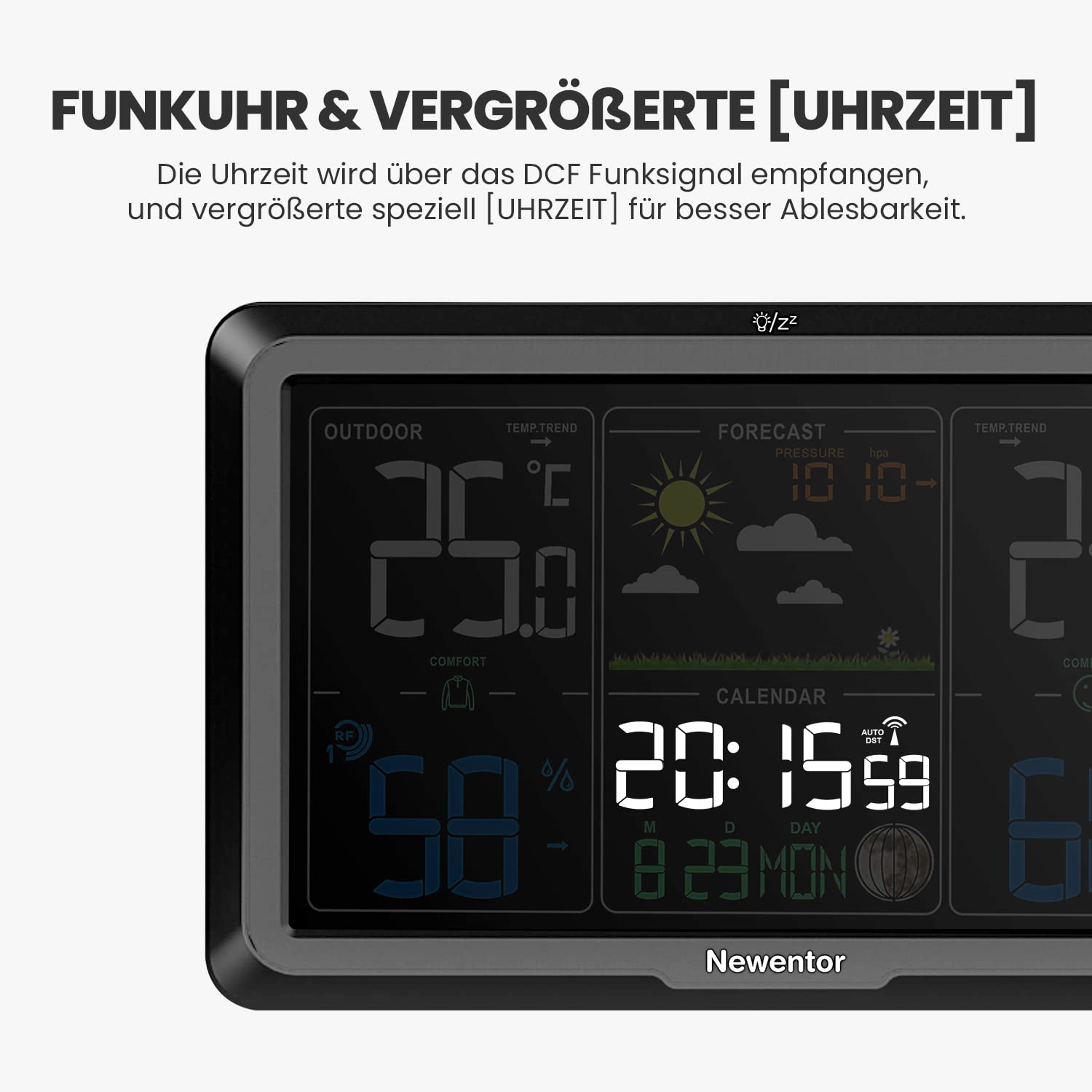 Thumbnail 4 de Newentor Wetterstation Funk mit Außensensor – lebenslange Außensensor-Garantie, lebendiges VA-Display und berührungsloser Sensor