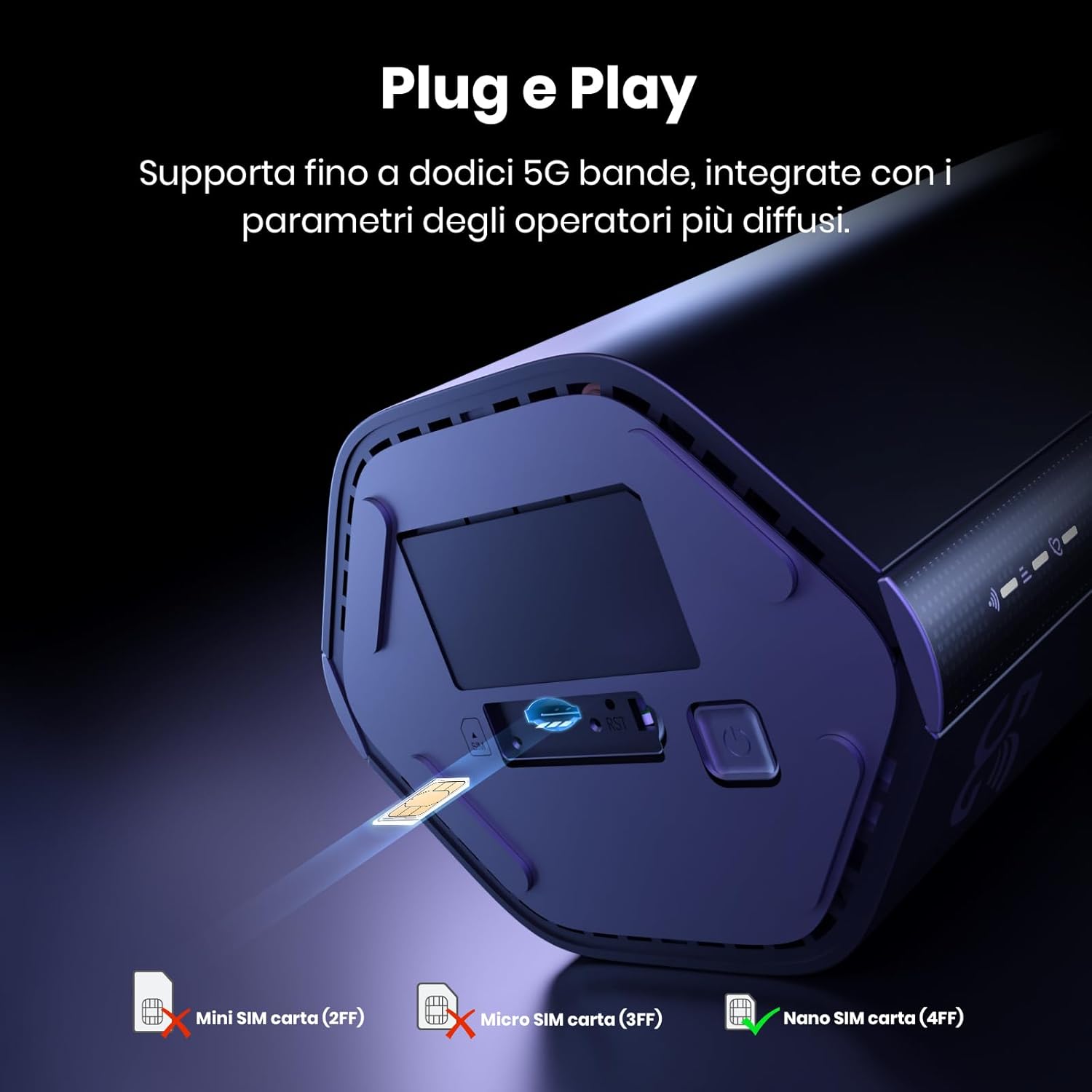 Thumbnail 2 de Tenda 5G03 Router 5G con SIM, Wi‑Fi 6 AX1800 (fino a 4,67 Gbps) e 2 porte Gigabit