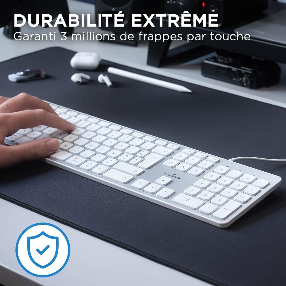 Thumbnail 4 de Bluestork Clavier Français AZERTY Filaire pour Mac — touches concaves silencieuses, 13 raccourcis multimédia, USB/USB-C