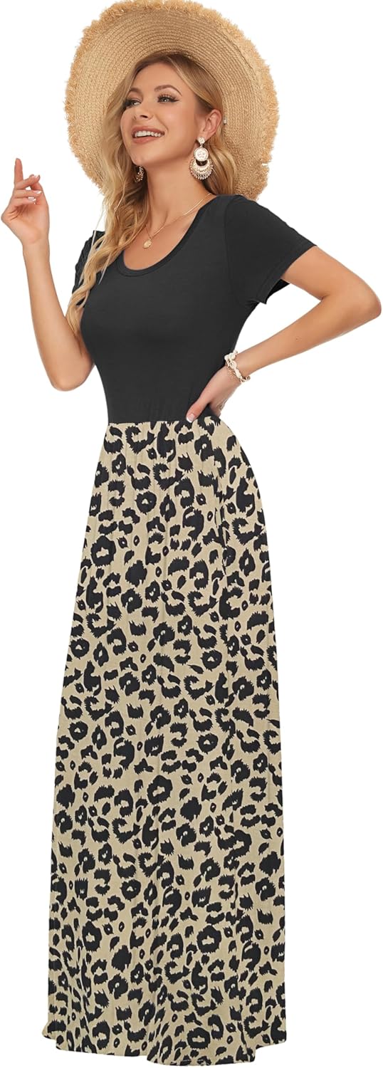 Thumbnail 1 de AUSELILY Damen Kurzarm Maxikleid mit Taschen – sommerlich, lässig & bequem