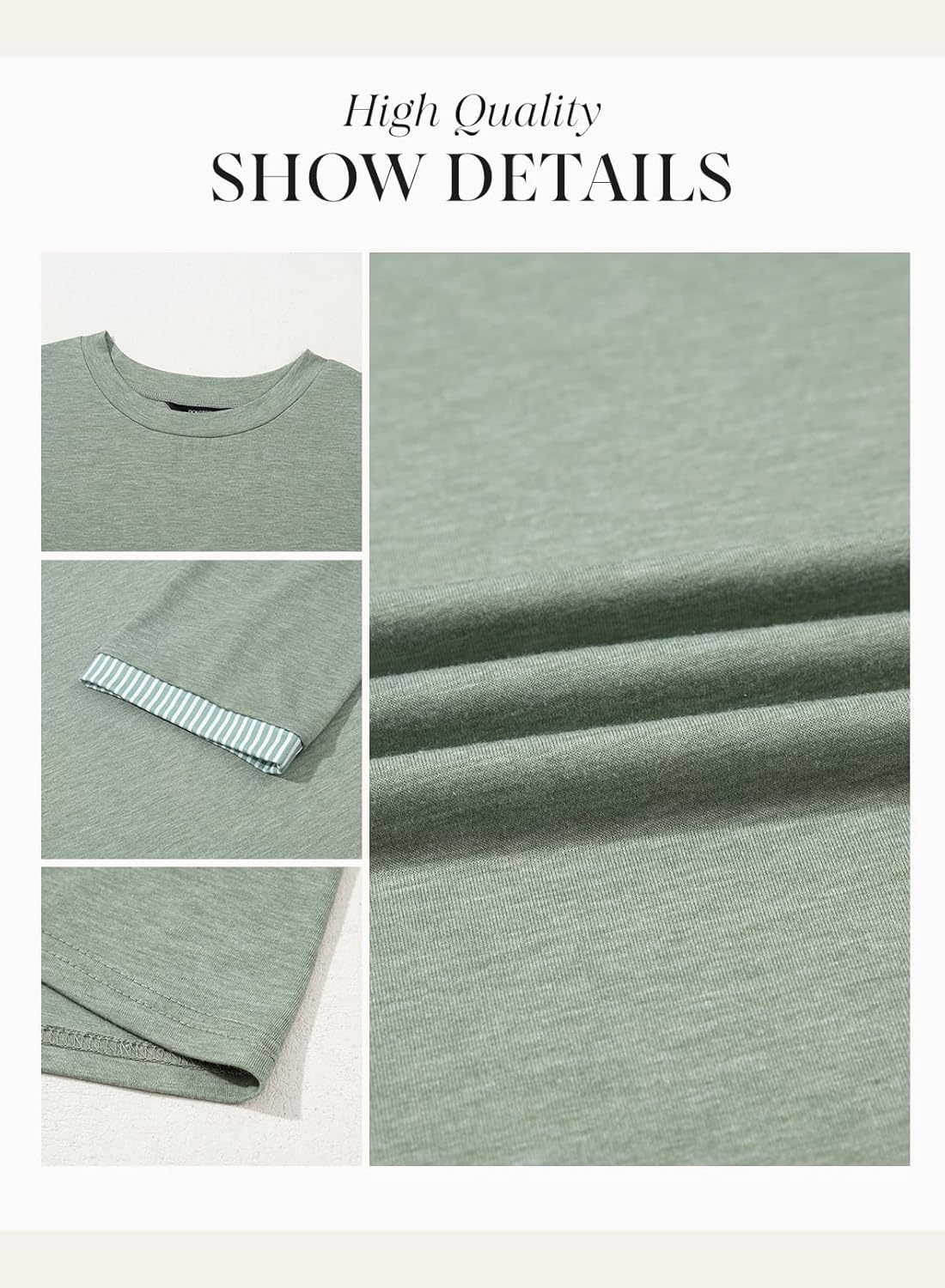 Thumbnail 4 de Dokotoo Damen-T-Shirt mit Rundhalsausschnitt und 3/4-Ärmeln (locker, basic, einfarbig) – S bis 2XL