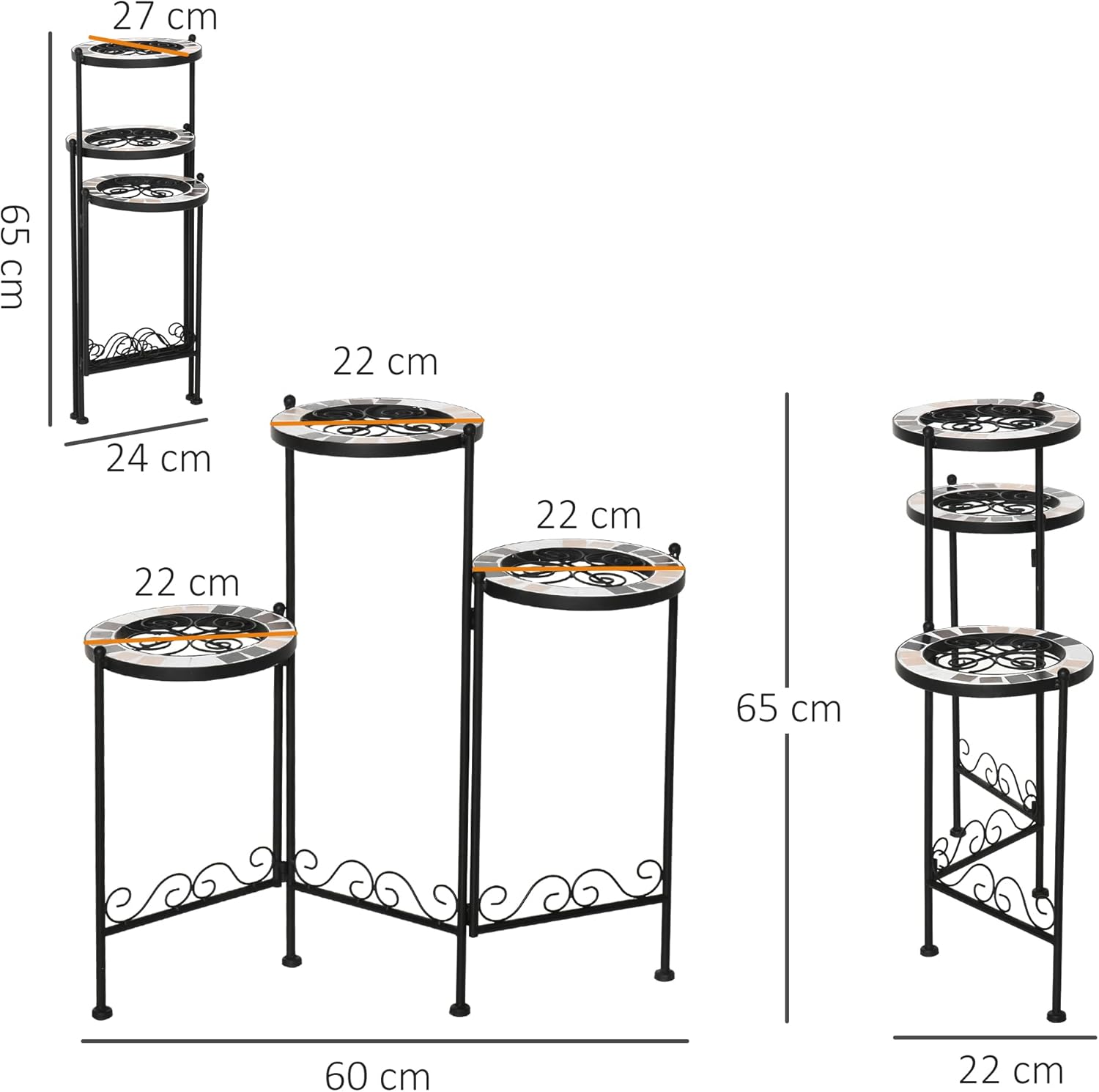 Thumbnail 6 de Outsunny Soporte para Plantas plegable 60x22x65 cm