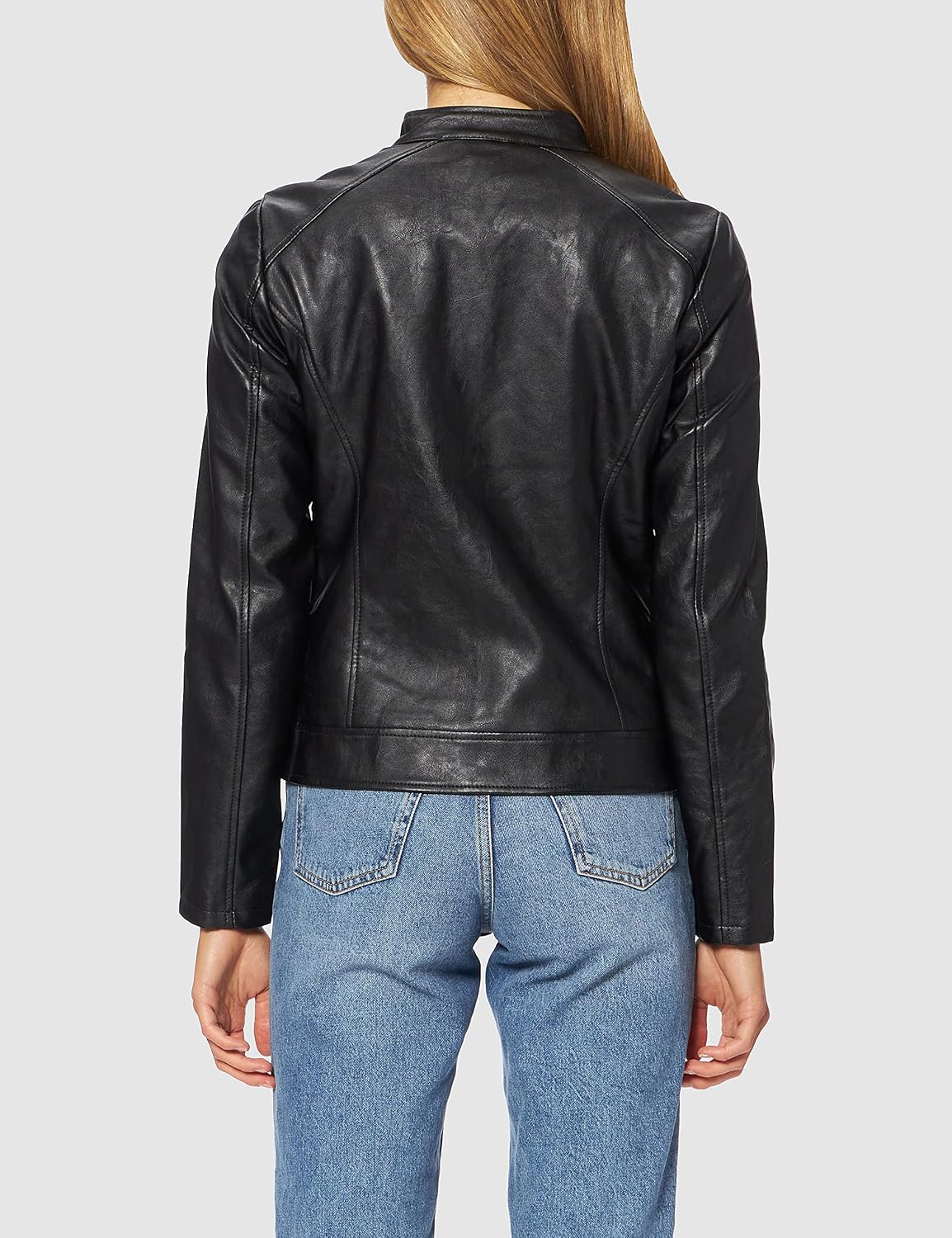 Detalle de JDY JACQUELINE Faux Leather Jacket JDYEMILY, giacca in similpelle con chiusura a bottoni snap