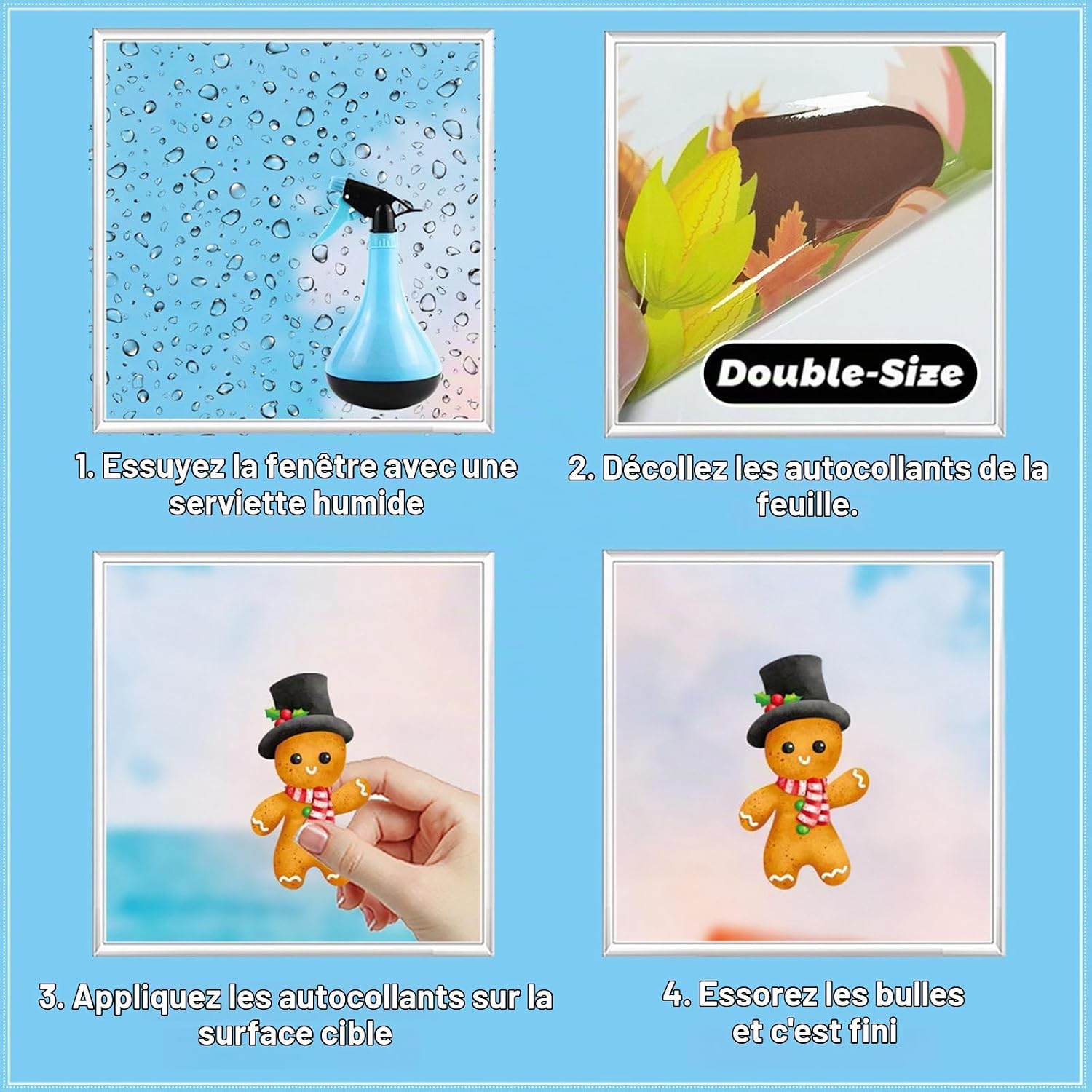Detalle 1 de LMSHOWOWO EZ0020008-P statische kerstraamstickers, 143 motieven op 9 vellen