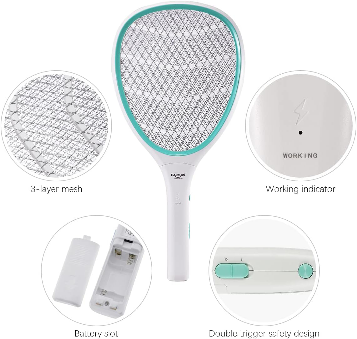 Detalle de Faicuk 2 Pack Bug Zapper Racket: 3000-Volt Electric Fly Swatters