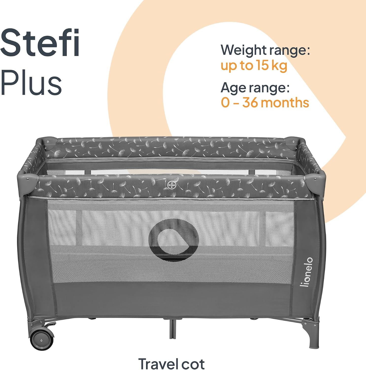 Thumbnail 1 de Lionelo STEFI Plus Travel Cot: Portable 2-Level Mattress, Safe for Newborns to Toddlers