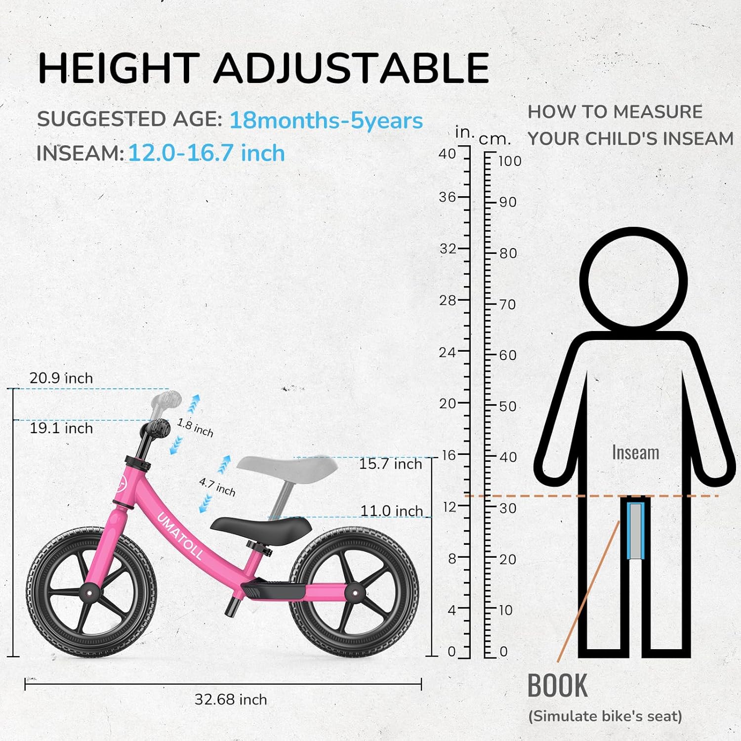 Thumbnail 2 de Umatoll Toddler Balance Bike: No-Pedal Fitness for Early Balancing (18 Months to 5 Years)