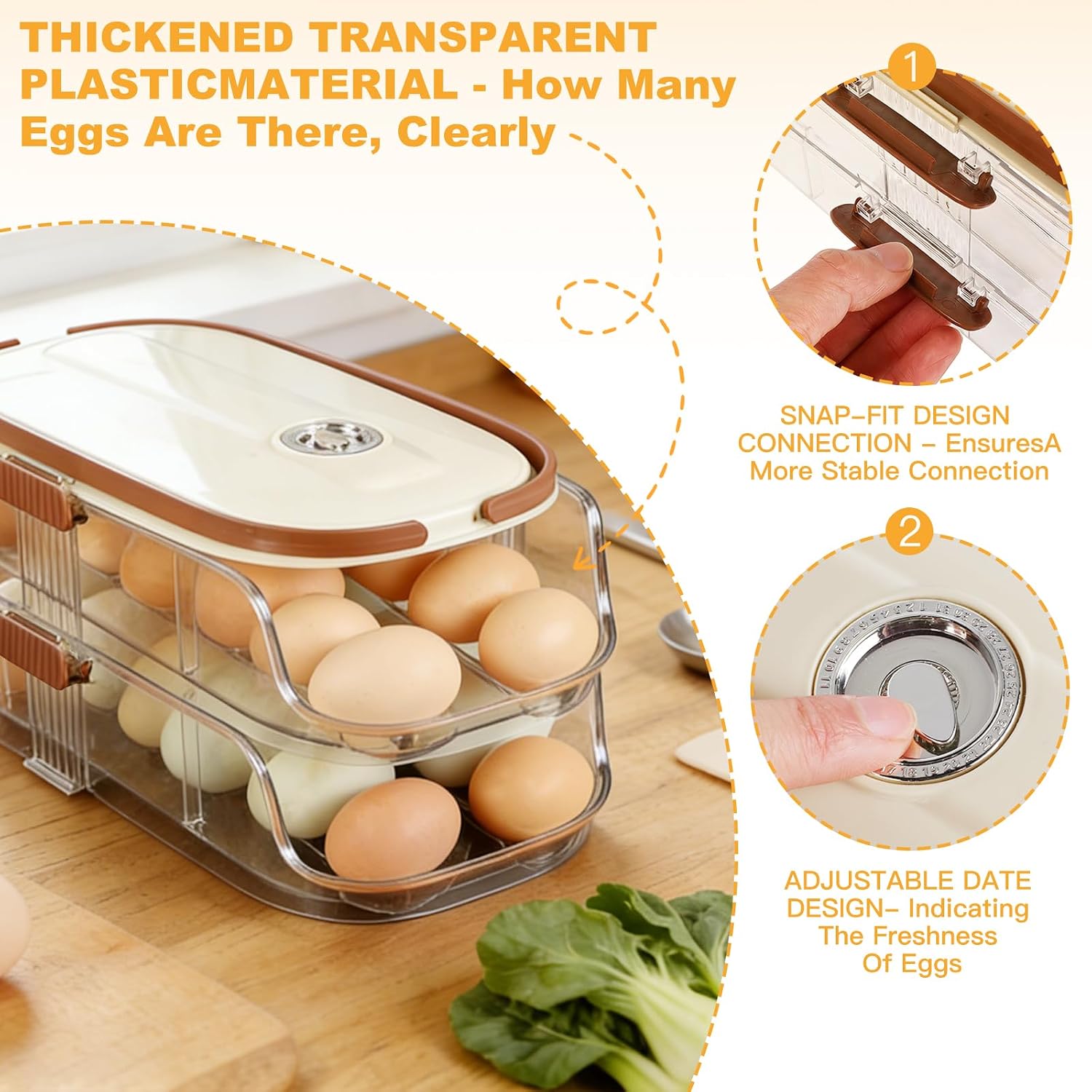 Thumbnail 5 de Qxutiwy DCF456782E Double-Column Refrigerator Egg Holder with Rolling Tray
