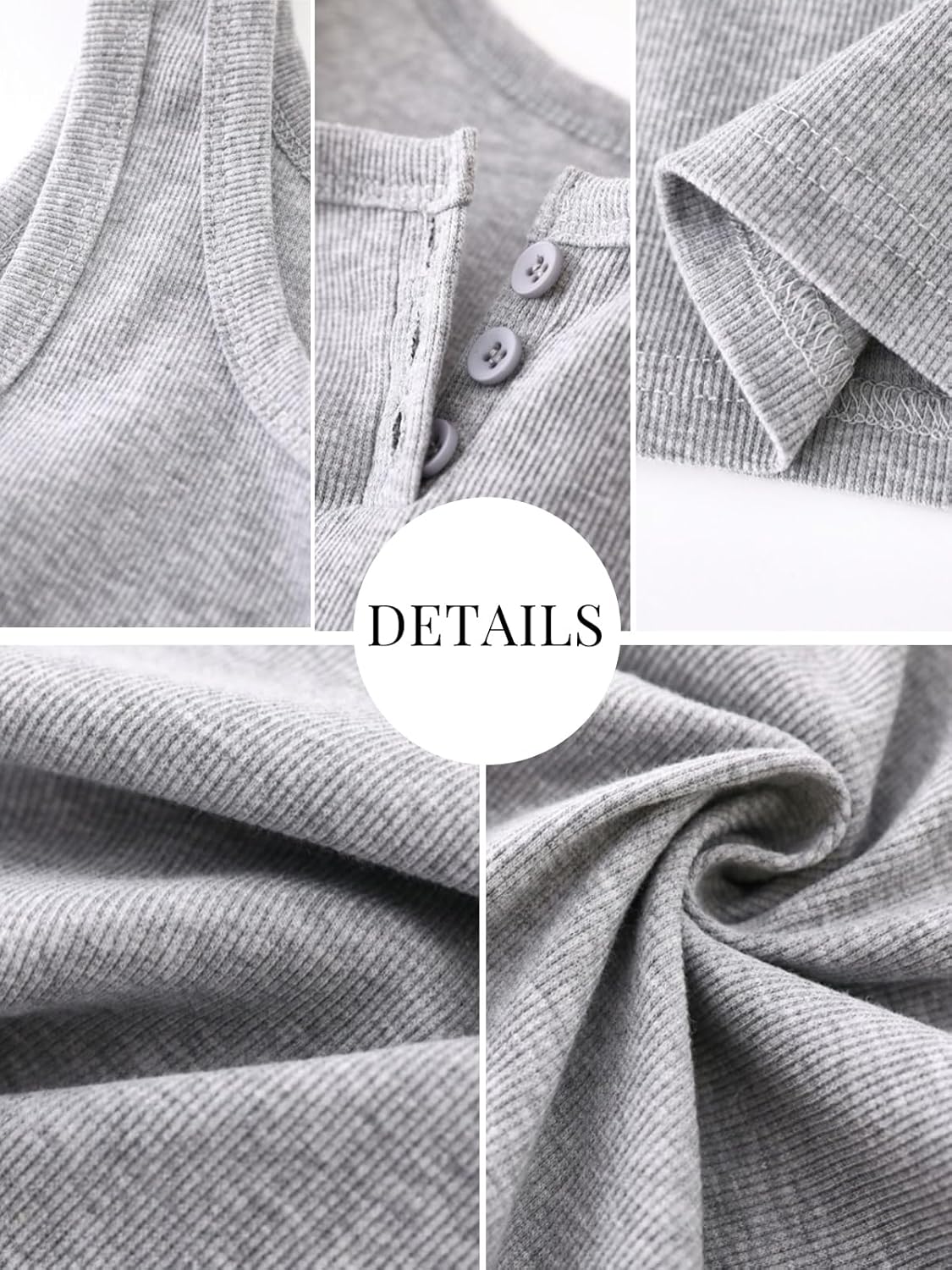 Thumbnail 3 de Fessceruna Damen Tanktop mit U-Ausschnitt, Knöpfen und gerippter Struktur