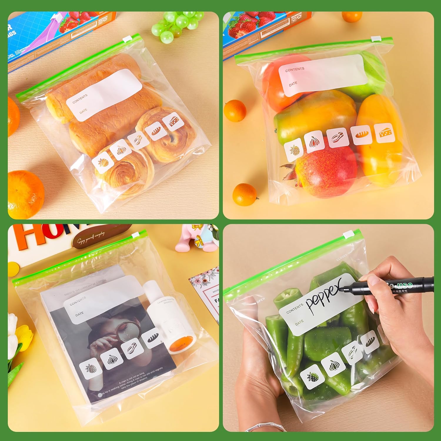 Thumbnail 4 de Freezer Bags Ziplock 60pcs (4.55L) BPA-free large food storage bags with writable area