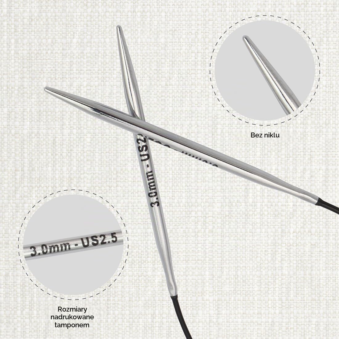 Thumbnail 1 de KnitPro Nova Metal – druty na żyłce 3,00 mm, 25 cm, mosiężne