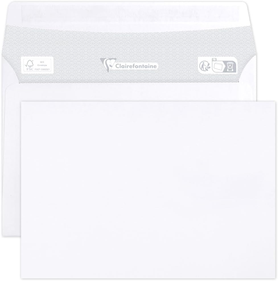 Detalle de Clairefontaine 5936C: Confezione da 50 Buste Bianche C6-114x162 mm Autoadesive 80 g/m²