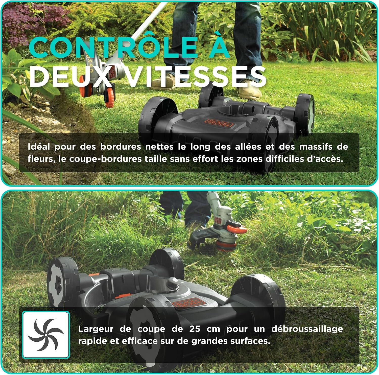 Thumbnail 5 de BLACK+DECKER Coupe-Bordures sans Fil 18V POWERCONNECT 3-en-1 (STC1820CM-QW) : polyvalence légère pour petits jardins