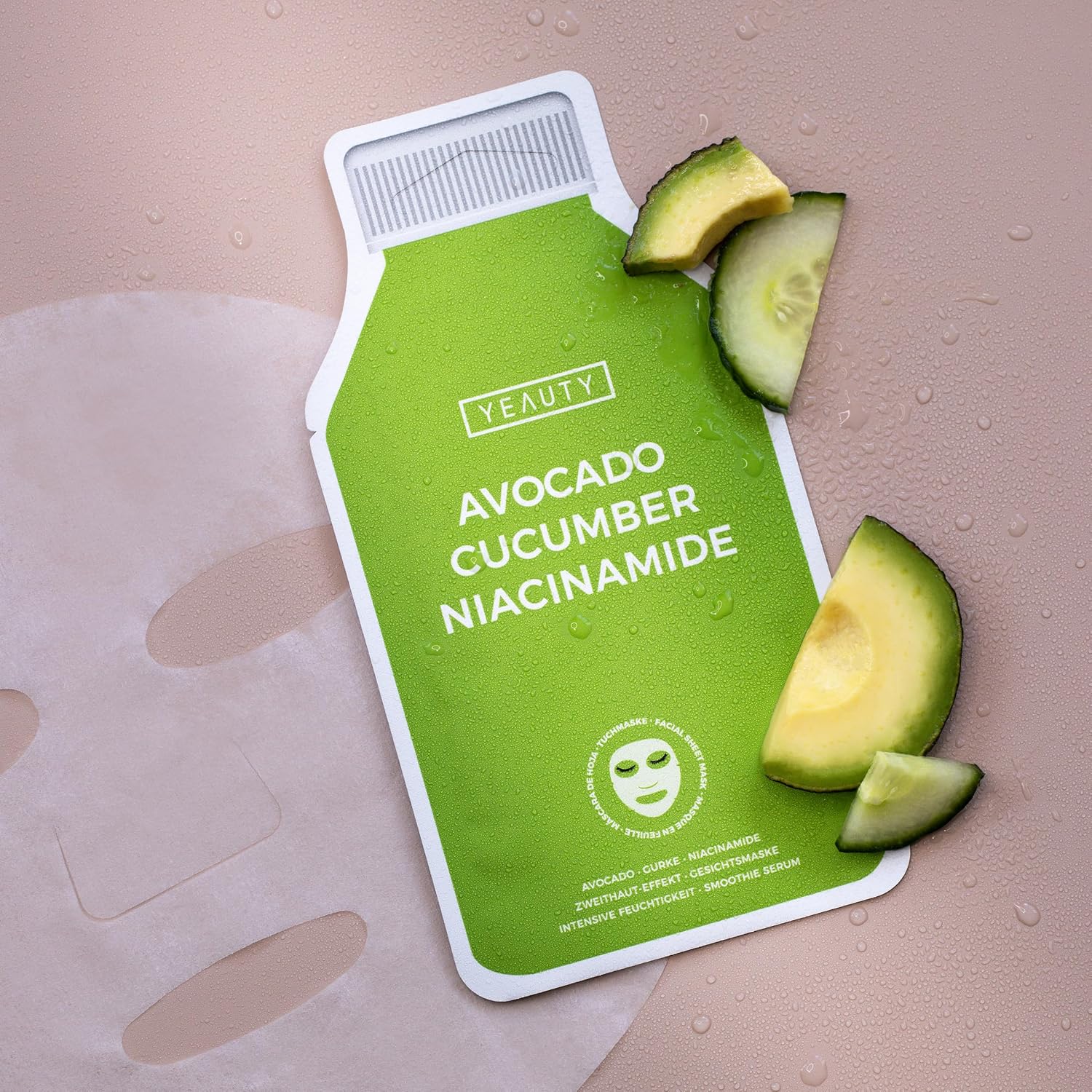 Detalle 1 de YEAUTY Smoothie gezichtsmasker met avocado, komkommer en niacinamide