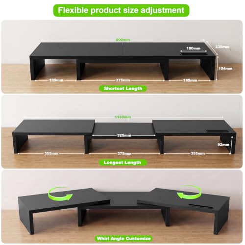 Detalle de Yirilan Adjustable Dual Monitor Riser with Phone Holder and Cable Management