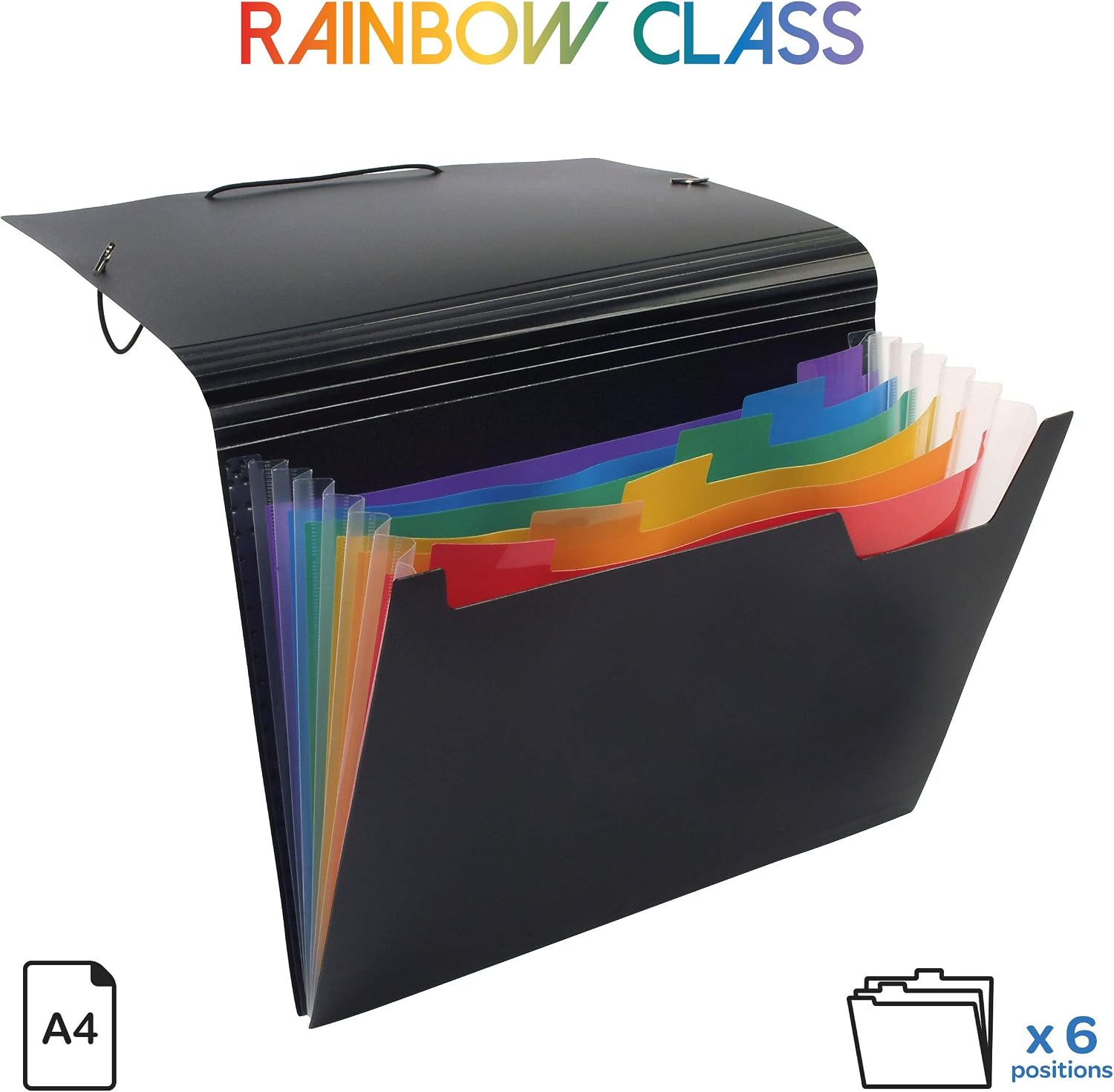 Detalle de Viquel Rainbow accordeonmap A4 van polypropyleen met elastische sluiting