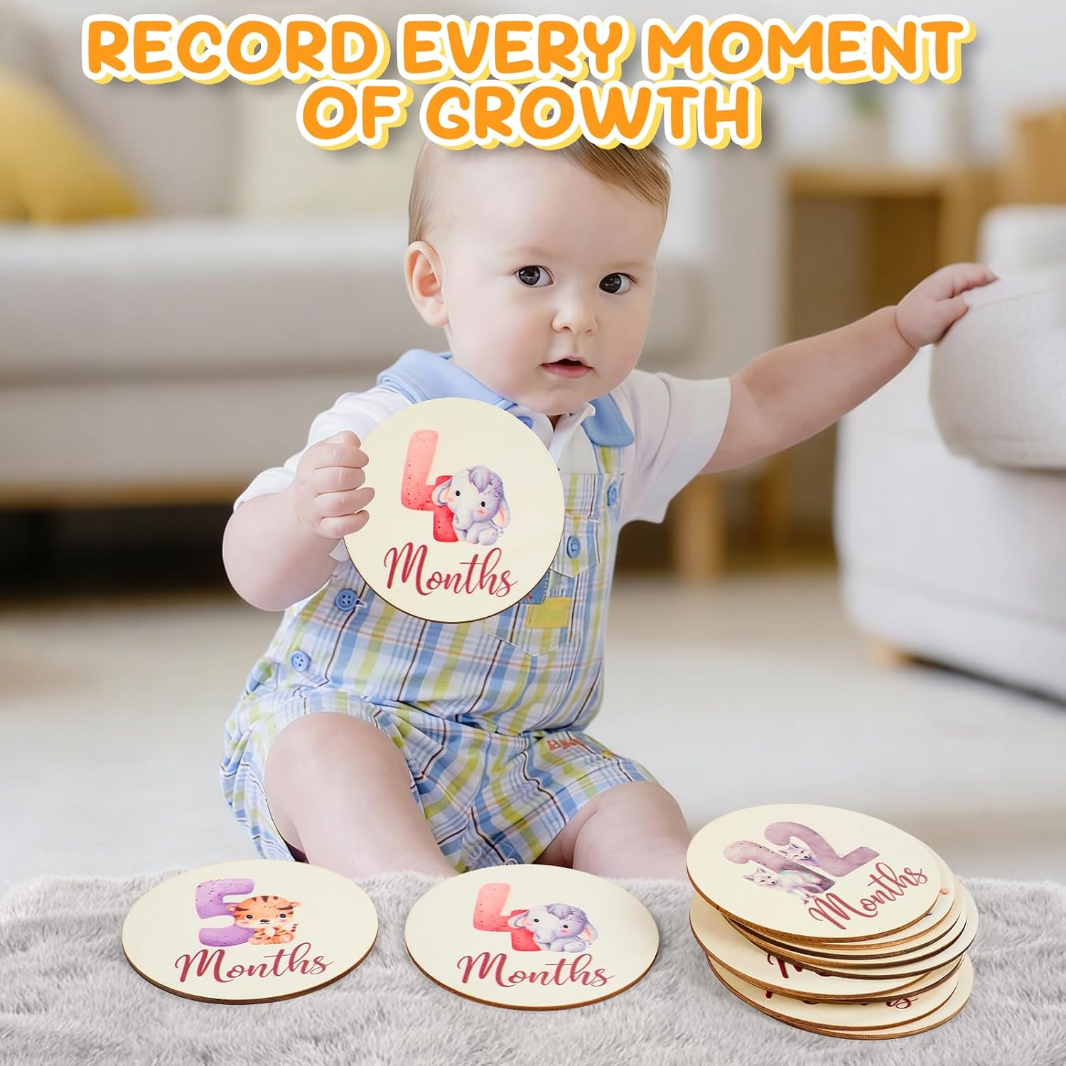 Detalle 1 de Wooden Baby Milestone Signs 13-Piece Set