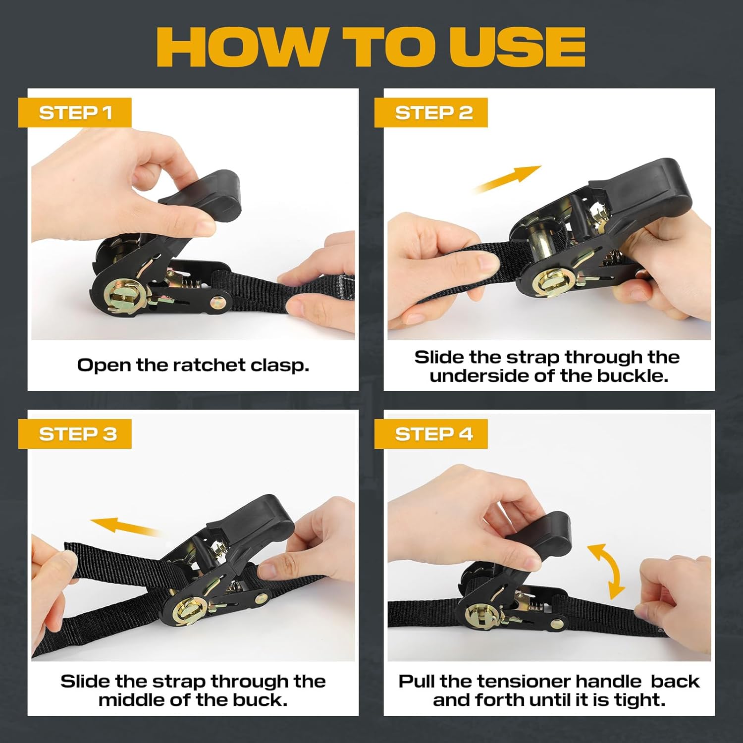 Thumbnail 5 de IAZZCO Ratchet Straps 6M x 25MM 4 Pack