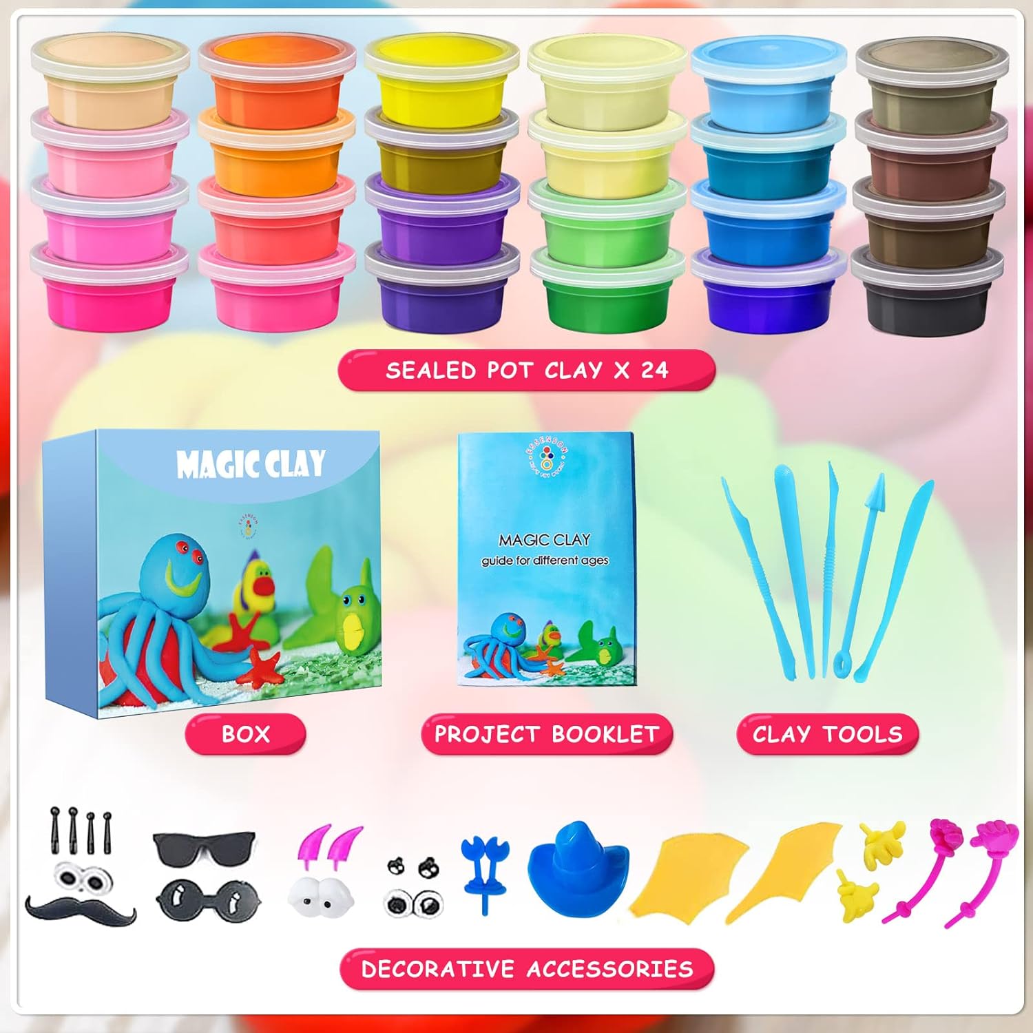 Thumbnail 1 de Modelling Clay Kit – 24 Colours Air Dry Magic Clay by ESSENSON