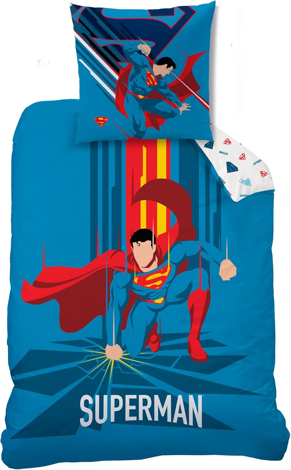 Thumbnail 1 de Parure de lit enfant OMYDREAM Superman SUPERA en 100% coton (140x200 + taie 63x63)