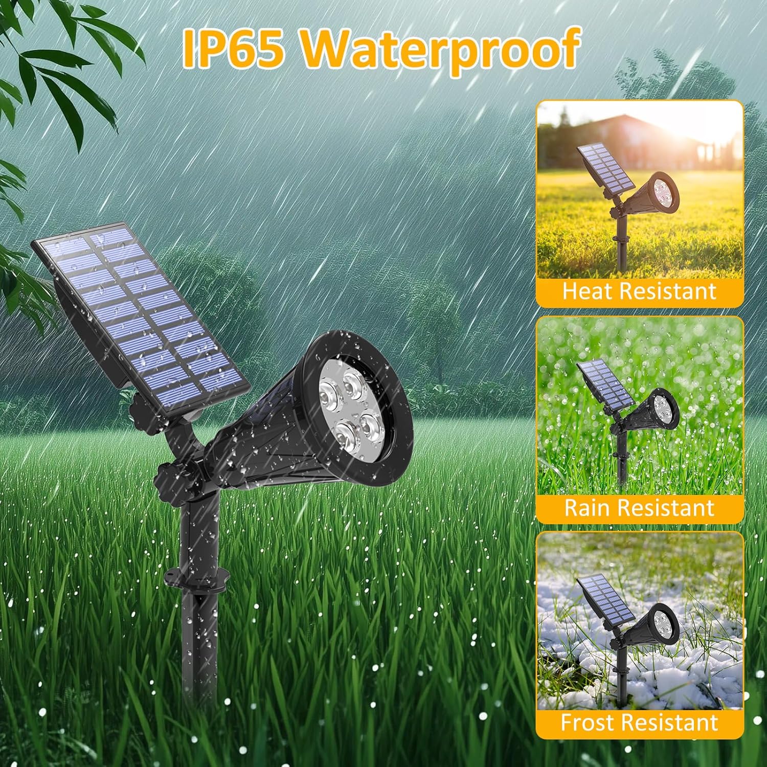 Thumbnail 4 de T-SUN (2 pack) faretto solare per esterni IP65 con pannello da 2,5 W, 2 modalità e angolo regolabile fino a 180° (4000K)