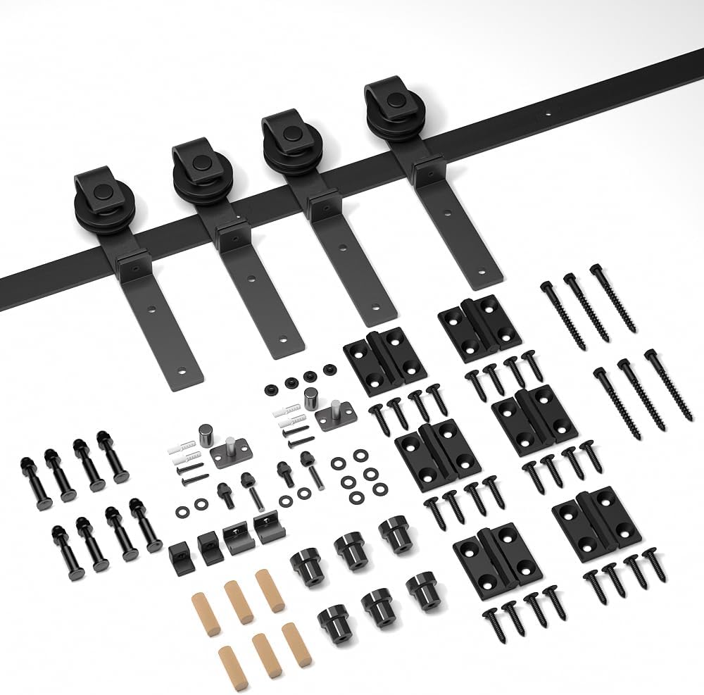 Detalle de WOLFBIRD 214CM/7FT Falttürbeschlag‑Set für 2‑Tür‑Schiebetüren – robustes DIY‑Kit