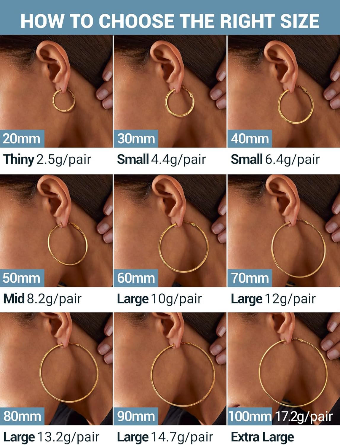 Thumbnail 4 de PROSTEEL Créoles femme en acier inoxydable 316L plaqué or jaune – grands anneaux (60 mm)