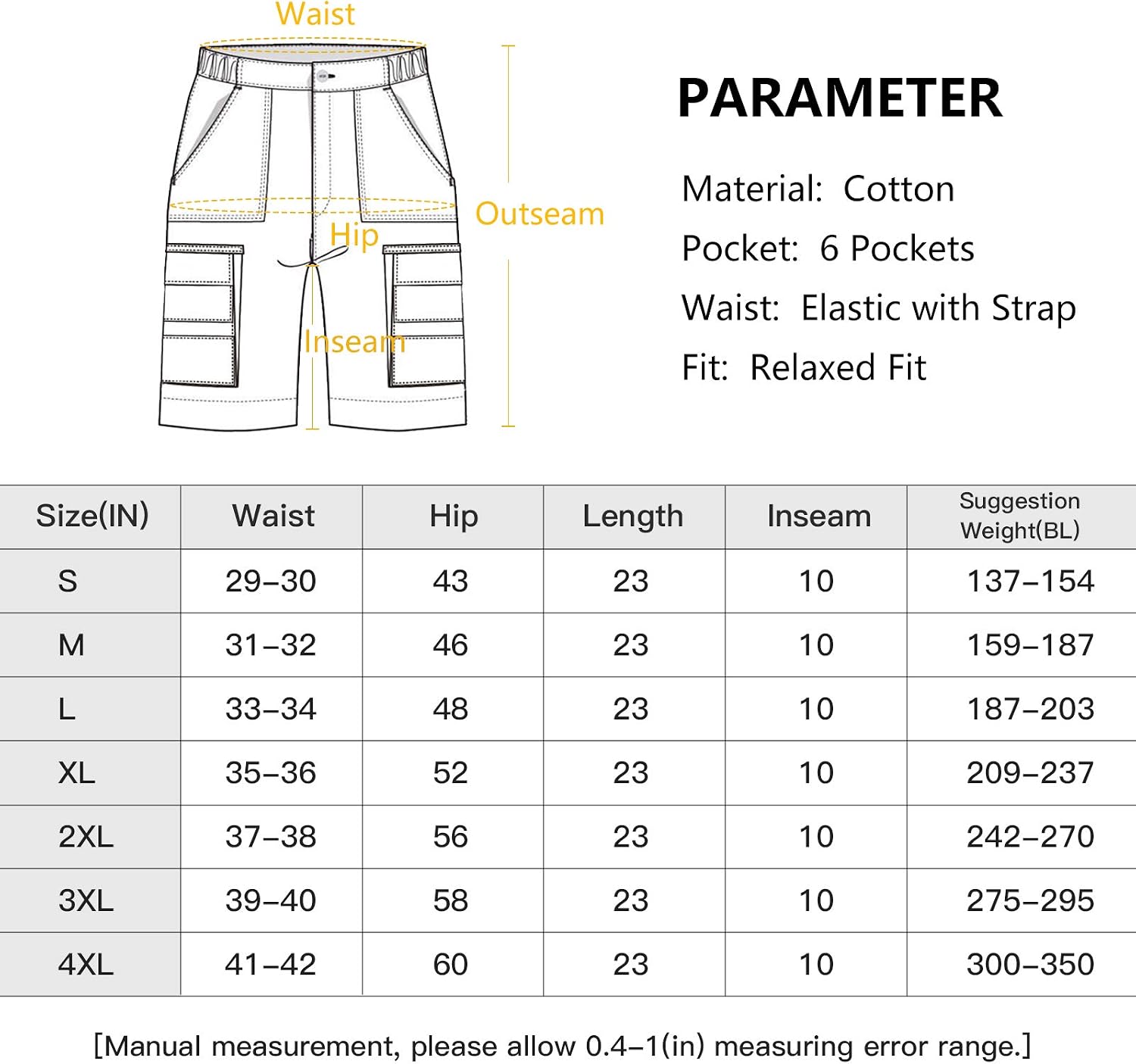 Thumbnail 6 de APTRO DE000603-P Men's Cotton Cargo Shorts, Relaxed Fit, Elastic Waist