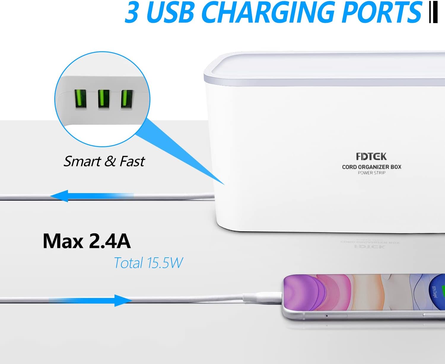 Thumbnail 5 de FDTEK 5 Way Plug Extension with 3 USB Ports