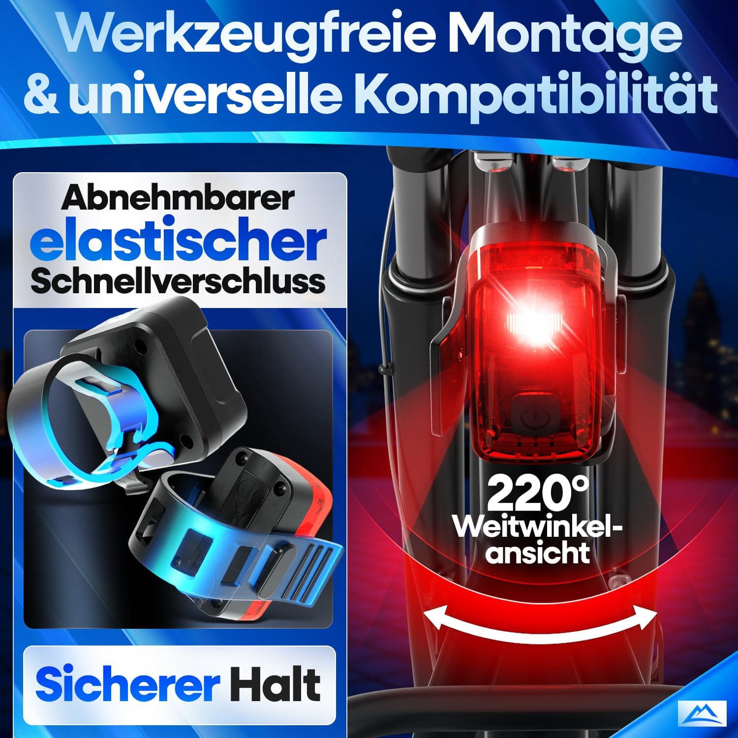 Detalle de NEXTCOVER Fahrradlicht Set mit VisionOne LED – USB-C aufladbar, wasserdicht, StVZO-zugelassen