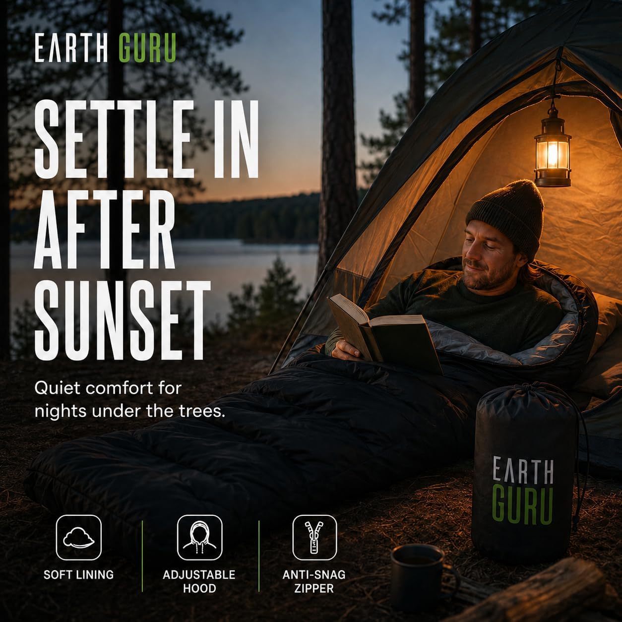Detalle 2 de Earth Guru Sleeping Bags for Adults & Kids: All-Season Warmth, Lightweight & Packable