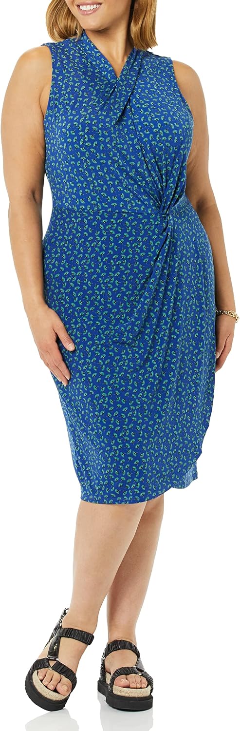 Detalle 2 de Faux wrap dress keyword crossover twist neck