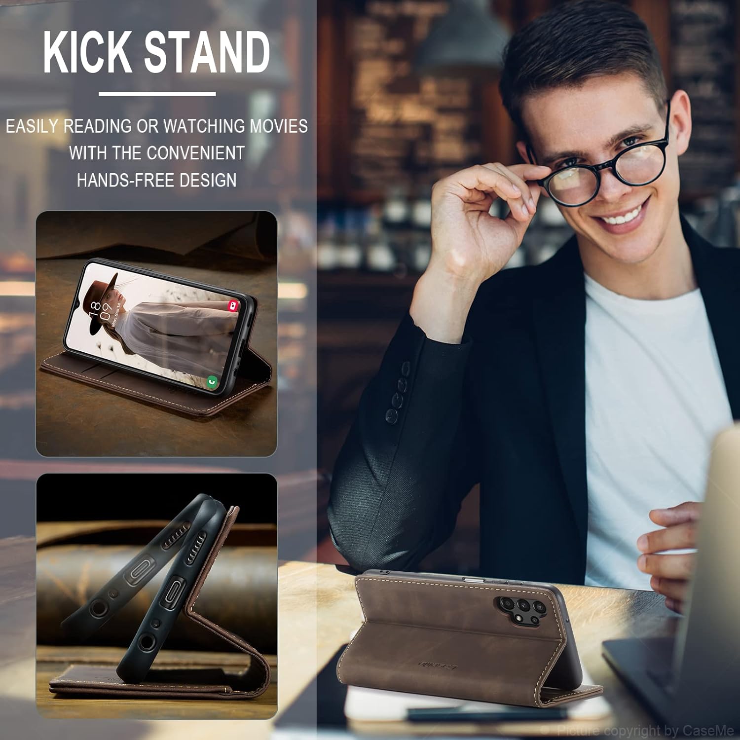 Thumbnail 4 de Cracedily Klapphülle aus Leder für Samsung Galaxy A13 (4G/5G) – Premium Flip Case mit Kartenfach und Standfunktion