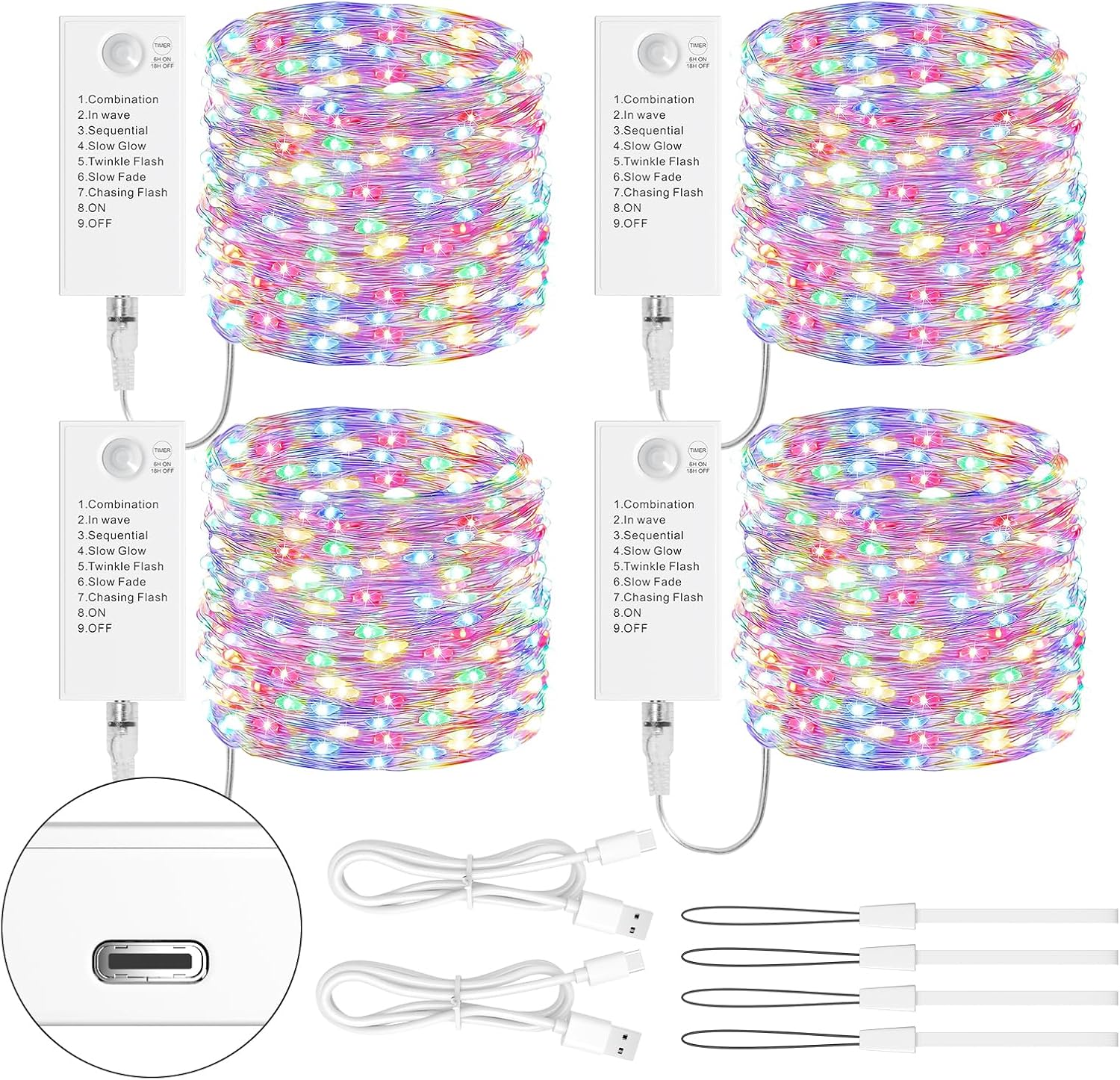 Detalle de LED Lichterkette 5M Silberdraht 50 LEDs